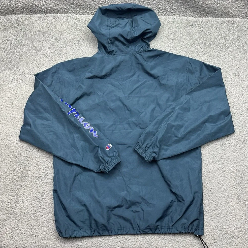 Champion V1012 Size Medium 549902 Packable Hooded Polyester Windbreaker Jacket